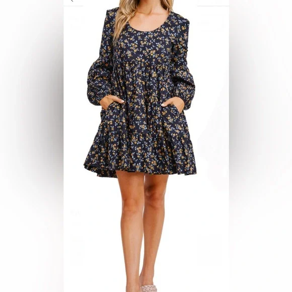 *NWT* En Saison Tiered Long Sleeve Minidress - Picture 2 of 6